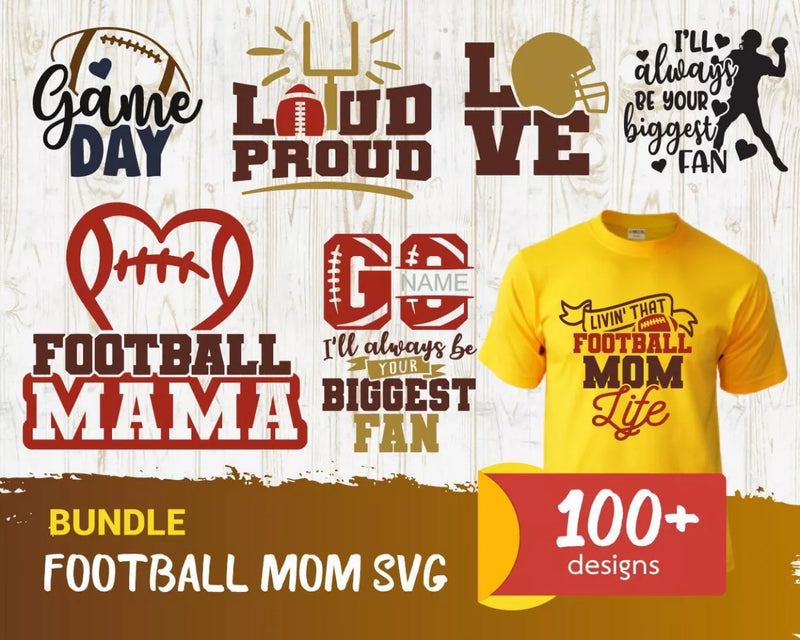 Football Mom SVG Bundle, Football Mom PNG, Football Mom Cliparts, SVG Cricut, Silhouette Vector Cut Files