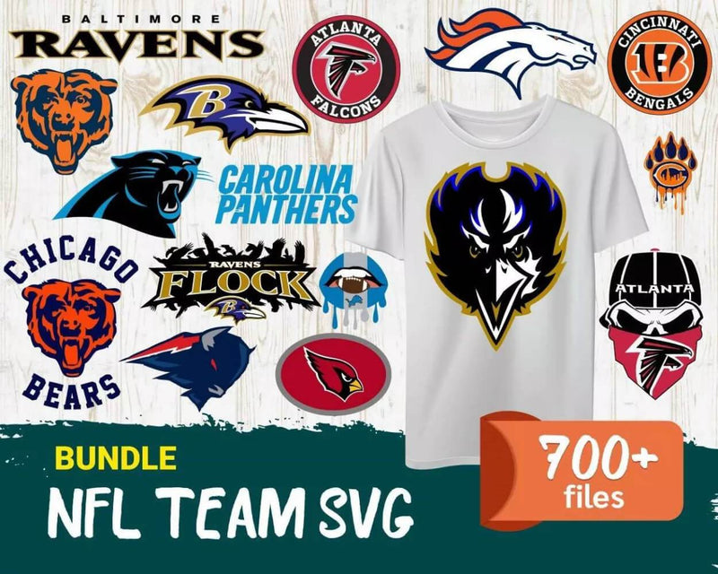 NFL Teams Clipart Bundle, PNG & SVG Cut Files for Cricut / Silhouette