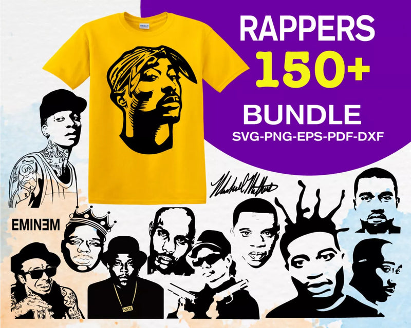 Rappers PNG & SVG Bundle, 150+ Files For Cricut & Silhouette