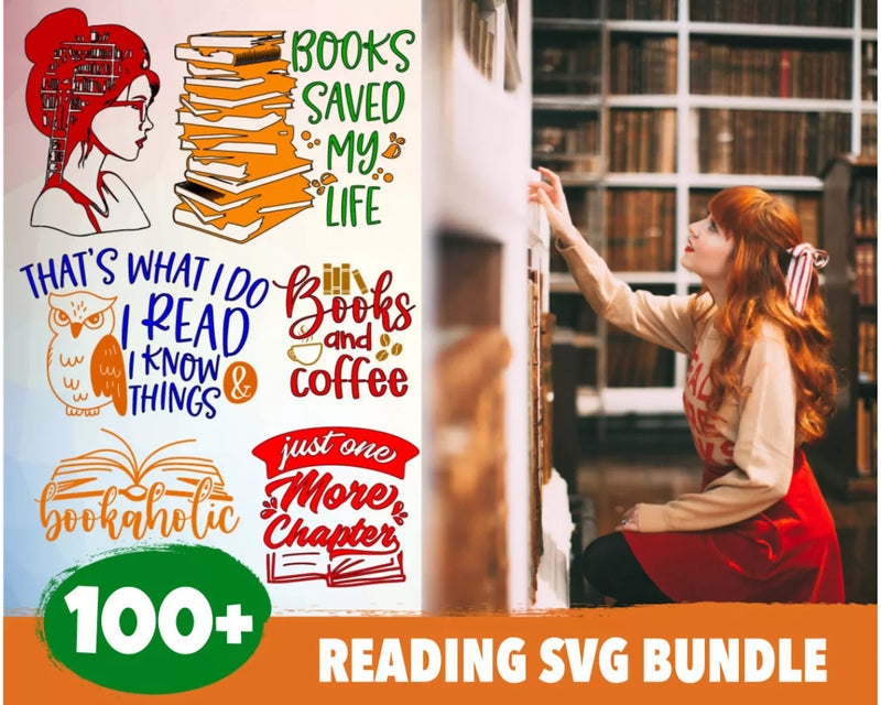 Reading PNG & SVG Bundle, 100+ Files For Cricut & Silhouette