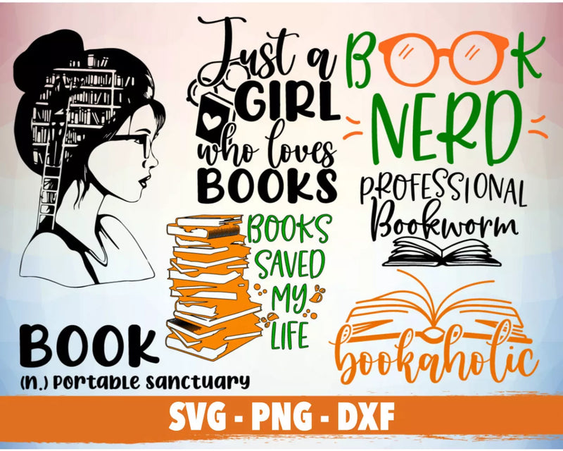 Reading PNG & SVG Bundle, 100+ Files For Cricut & Silhouette