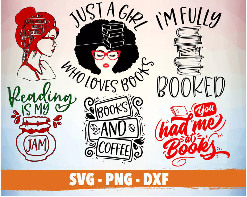 Reading PNG & SVG Bundle, 100+ Files For Cricut & Silhouette