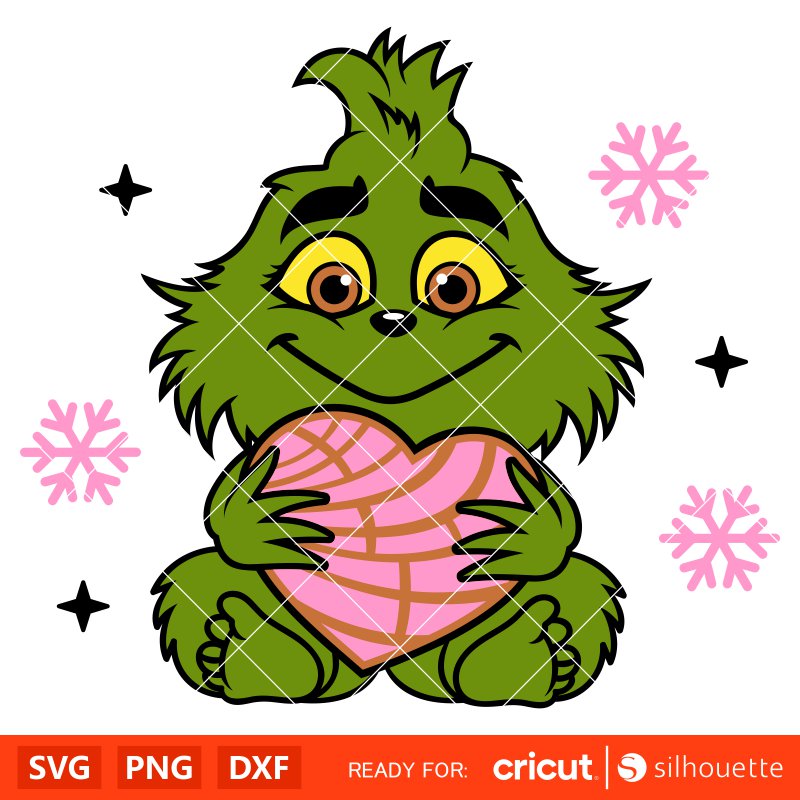 Baby Grinch Pan Dulce Svg, Christmas Svg, Merry Grinchmas Svg, Concha Grinch Svg, Cricut, Silhouette Vector Cut File