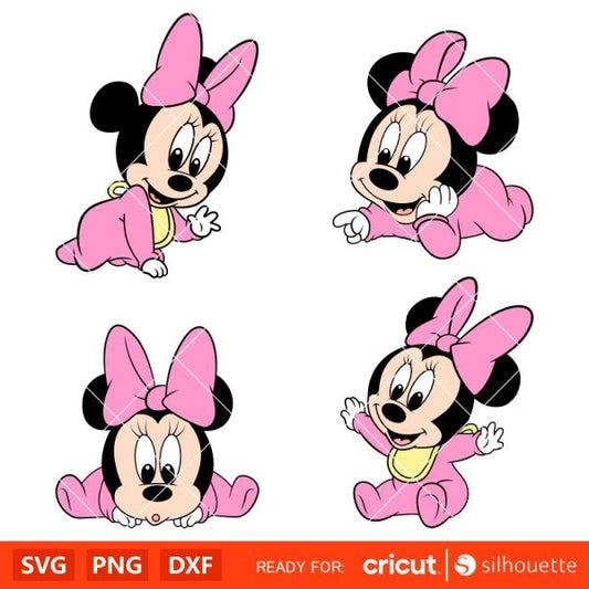 Baby Minnie Bundle Svg, Mickey Mouse & Friends Svg, Disney Svg, Love Svg, Cricut, Silhouette Vector Cut File