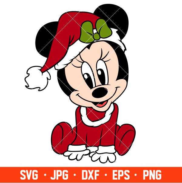 Baby Minnie Mouse Svg, Christmas Svg, Disney Christmas Svg, Santa Claus Svg, Cricut, Silhouette Vector Cut File