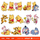 Layered Baby Pooh Svg Bundle, Instant Download, Bundle For Cricut, Silhouette Vector SVG PNG DXF Cut File
