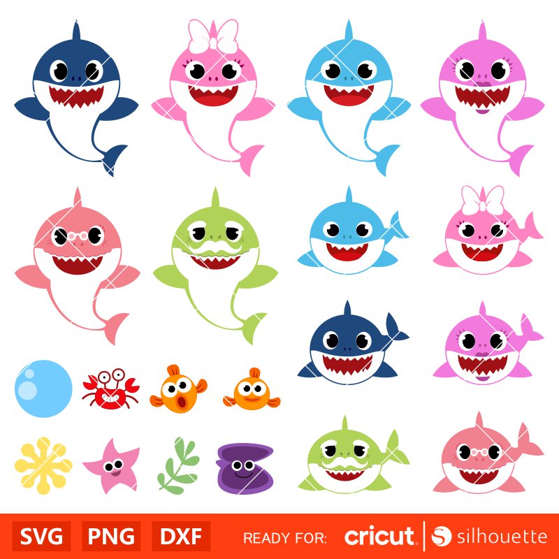 Baby Shark Characters Svg, Baby Shark Png, Baby Shark Clipart Imgaes