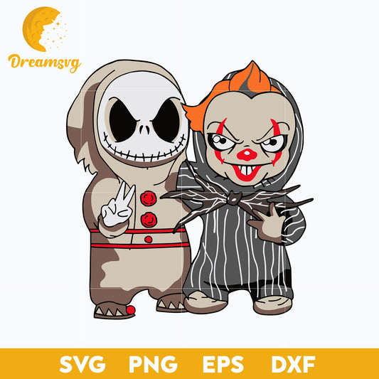 Baby Jack Skellington and Pennywise Halloween svg, Halloween svg, png, dxf, eps digital file.