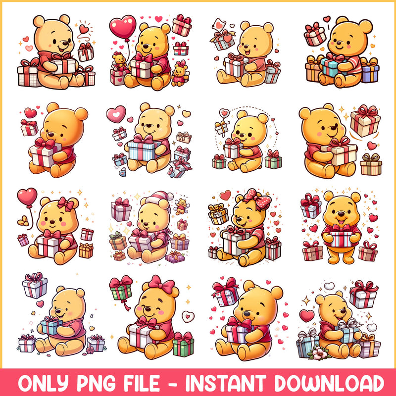 Baby Pooh Love valentine png bundle
