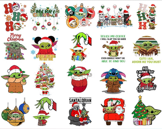 48+ Baby Yoda Christmas PNG, Baby Grogu, Christmas digital bundle, PNG formats, Digital files CRM29112203