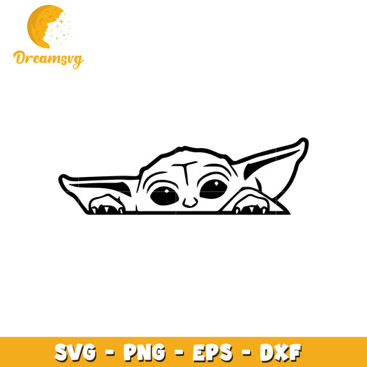 Baby Yoda SVG Peeking PNG EPS DXF