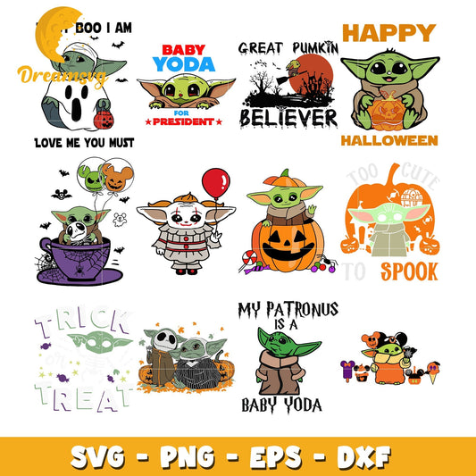 Baby Yoda for president bundle svg, happy halloween svg
