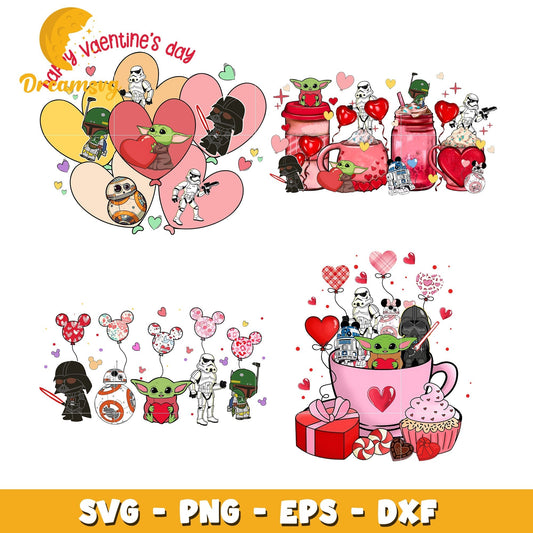 Baby Yoda happy valentine day bundle svg, valentine day svg