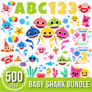 Baby Shark SVG Bundle +500 Files, Family Baby Shark Alphabet SVG, Cartoon Family Shark PNG Files, For Cricut and Silhouette