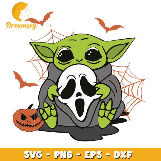 Baby Yoda Ghostface svg, halloween svg