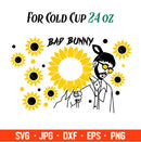 Bad Bunny And Sunflower Full Wrap Svg, Starbucks Svg, Coffee Ring Svg, Cold Cup Svg, Cricut, Silhouette Vector Cut File