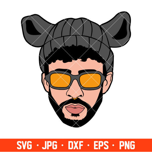 Bad Bunny Beanie Svg, Yo Perreo Sola Svg, Bad bunny logo Svg, El Conejo Malo Svg, Cricut, Silhouette Vector Cut File