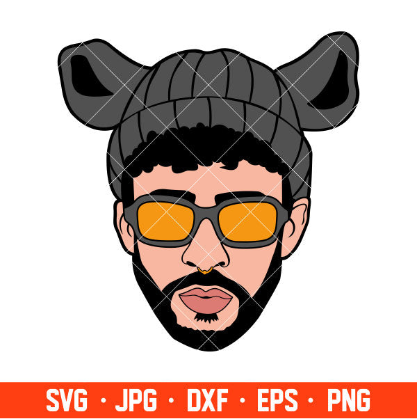 Bad Bunny Beanie Svg, Yo Perreo Sola Svg, Bad bunny logo Svg, El Conejo Malo Svg, Cricut, Silhouette Vector Cut File