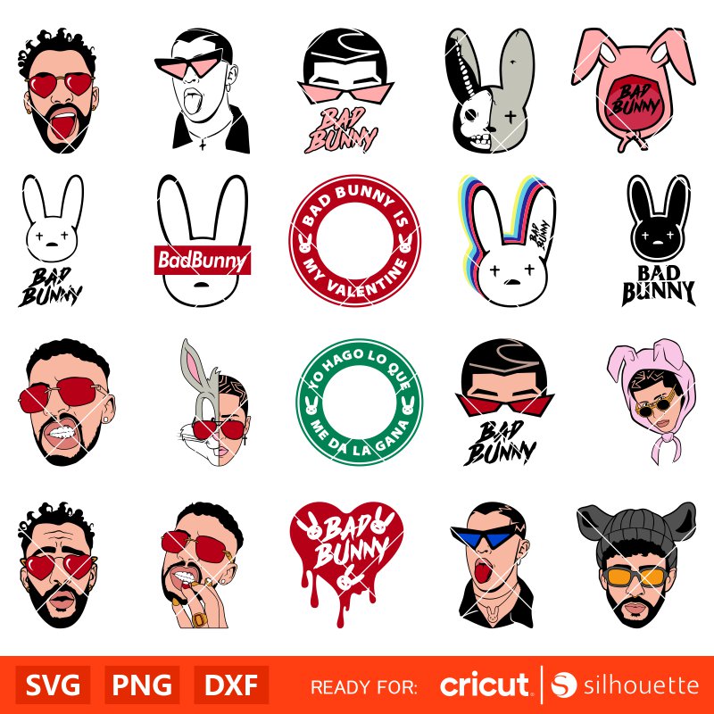 Bad Bunny Bundle Svg, Yo Perreo Sola Svg, El Conejo Malo Svg, Cricut, Silhouette Vector Cut File