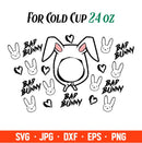Bad Bunny Ears Full Wrap Svg, Starbucks Svg, Coffee Ring Svg, Cold Cup Svg, Cricut, Silhouette Vector Cut File