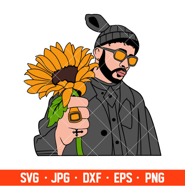 Bad Bunny Sunflower Svg, Yo Perreo Sola Svg, Bad bunny logo Svg, El Conejo Malo Svg, Cricut, Silhouette Vector Cut File