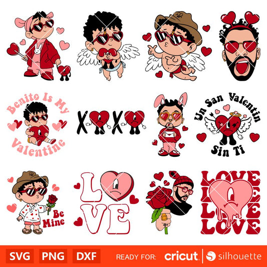 Bad Bunny Valentine’s Day Svg, Bad Bunny Valentine Day Png, Valentine’s Day Svg, Baby Benito Svg