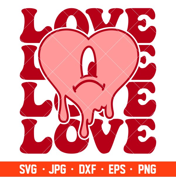 Bad Bunny Love Heart Drip Svg, Bad Bunny Svg, Valentine’s Day Svg, Baby Benito Svg, Cricut, Silhouette Vector Cut File