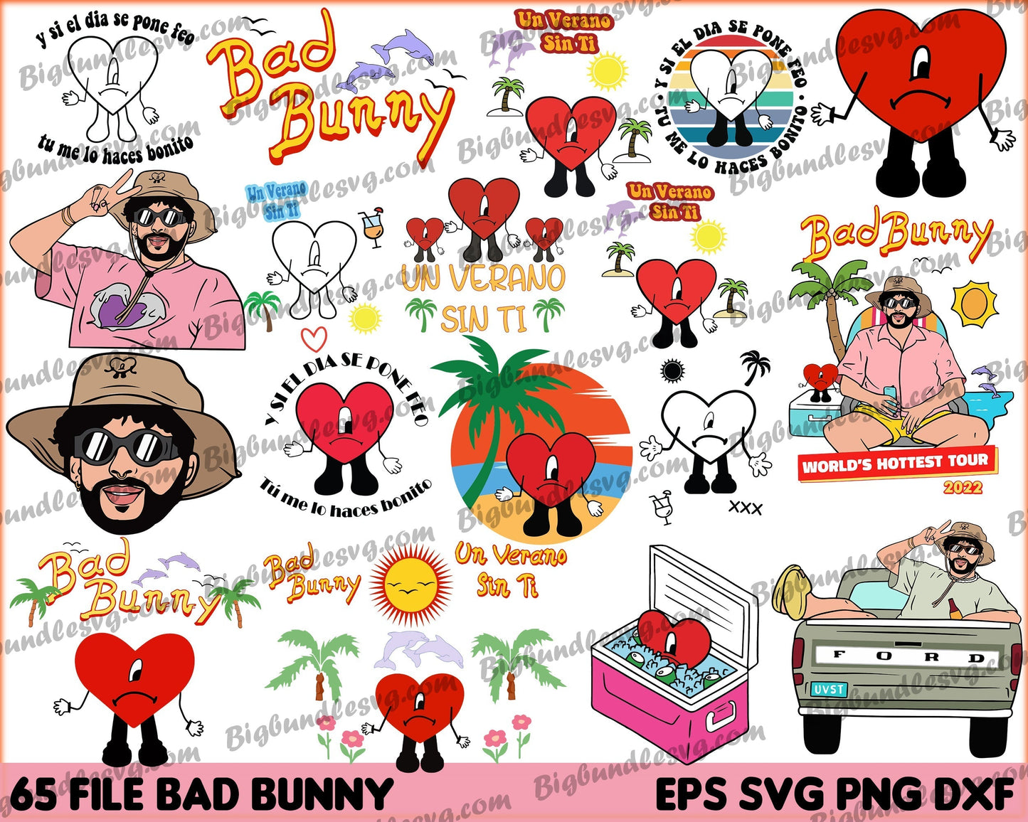 Bad Bunny SVG, 65 file Bundle bad bunny svg