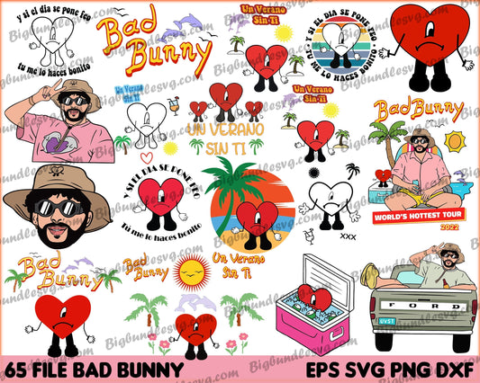 Bad Bunny SVG, 65 file Bundle bad bunny svg