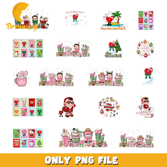 Bad bunny merry christmas bundle png, una navidad sin ti png