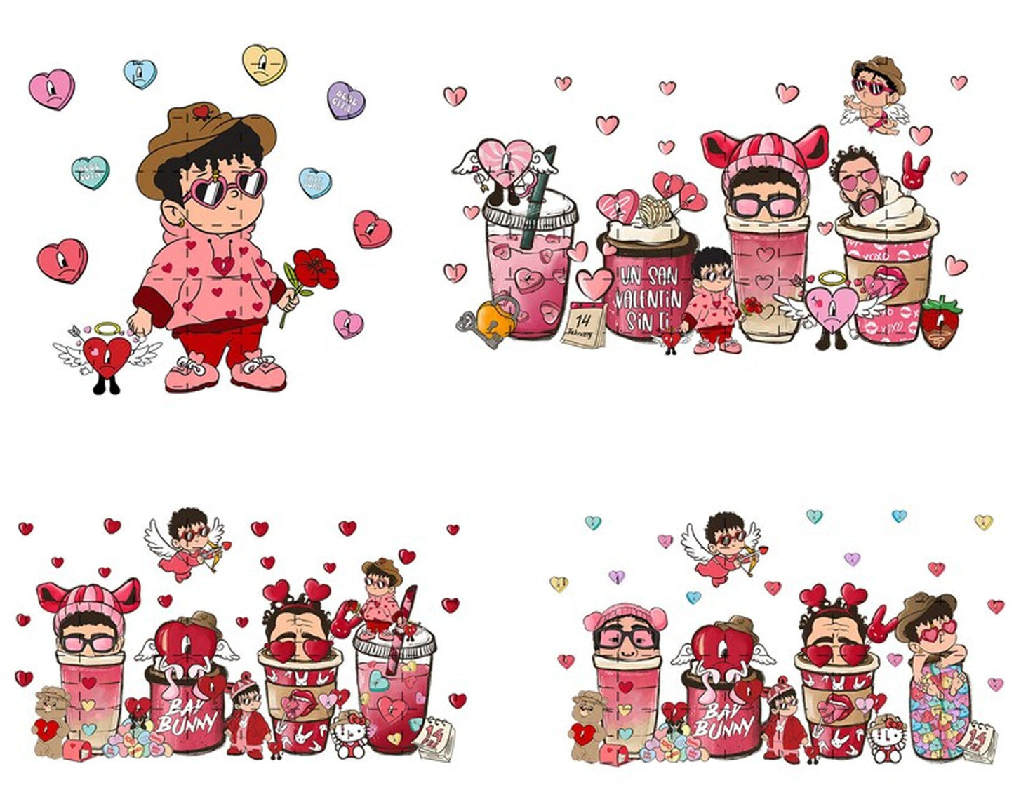35+ Bad bunny Valentines SVG bundle, Valentine PNG Design Digital Download