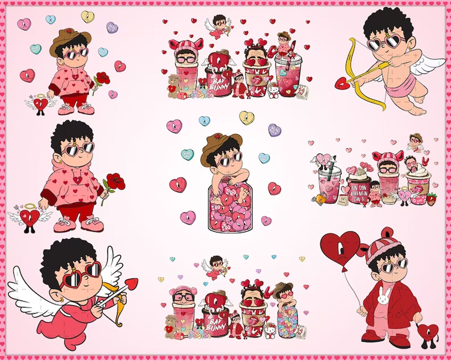 35+ Bad bunny Valentines SVG bundle, Valentine PNG Design Digital Download
