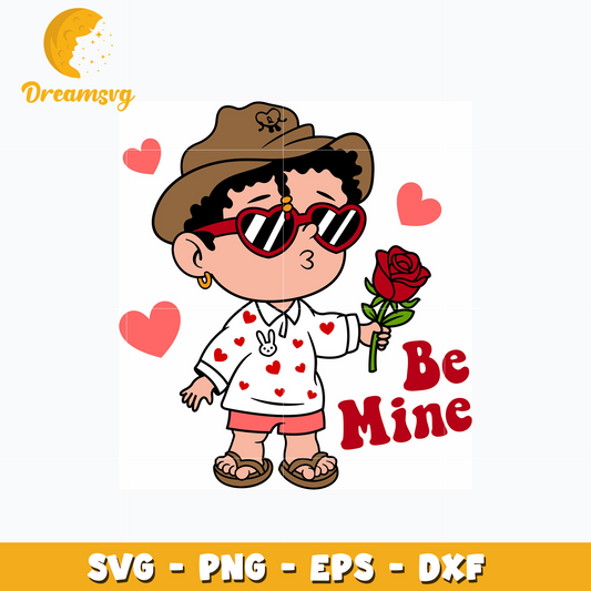 Bad bunny valentine be mine svg