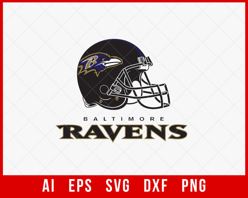 Baltimore Ravens Helmet Clipart NFL SVG Cut File for Cricut Silhouette Digital Download