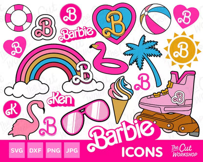 Barbi Icons Bundle Rainbow svg, Instant download