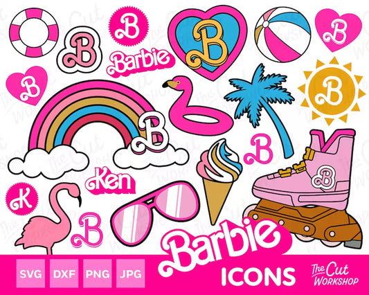 Barbi Icons Bundle Rainbow svg, Instant download