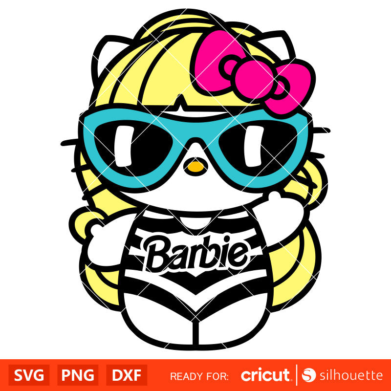 Barbie Hello Kitty Svg, Barbie Doll Svg, Girly Pink Svg, Retro Svg, Cricut, Silhouette Vector Cut File