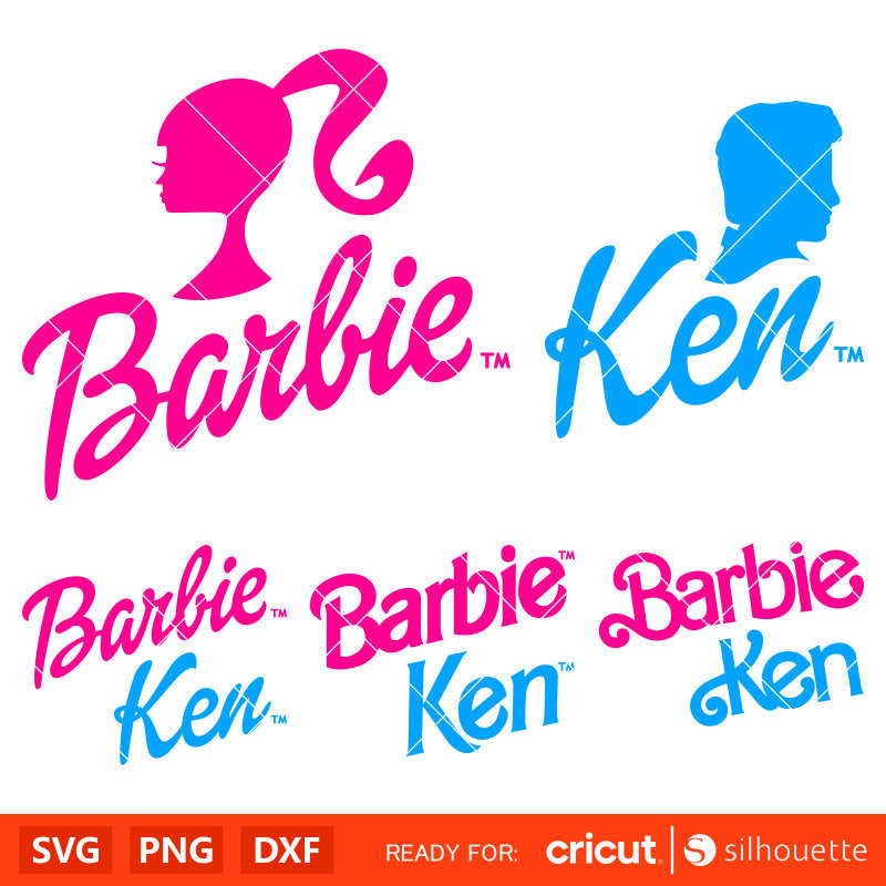 Barbie &amp; Ken Bundle Svg, Barbie Doll Svg, Girly Pink Svg, Retro Svg, Cricut, Silhouette Vector Cut File