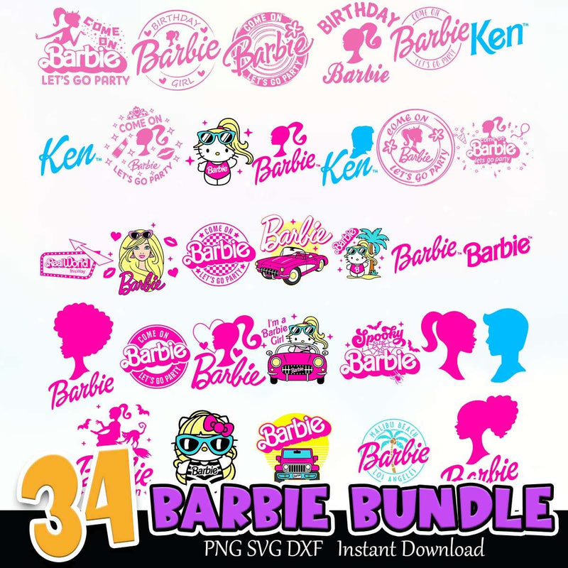 Barbie SVG PNG DXF Bundle Instant Download