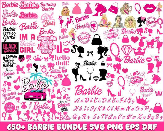 650+ Barbie Bundle, Princess Silhouette, pink doll Svg, Girl Sticker Clipart, Svg Files for Cricut , SVG - PNG - EPS - DXF
