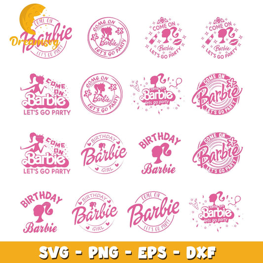 Birthday barbie girl design bundle svg, barbie logo svg
