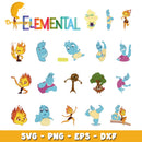 Elemental characters design bundle svg, elemental cartoon svg