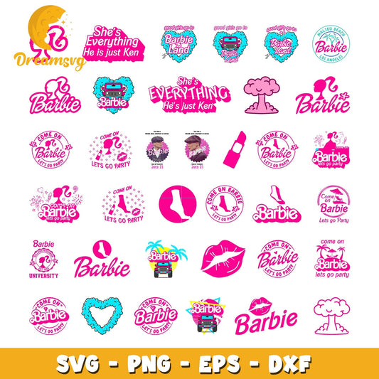 Barbie pink logo design bundle svg, barbie logo svg, barbie svg