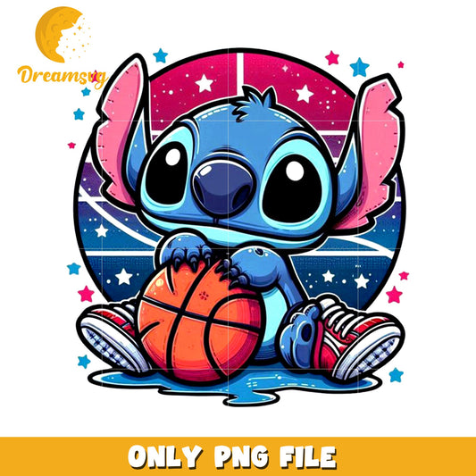 Basketball stitch png, cute stitch png, lilo and stitch cartoon png