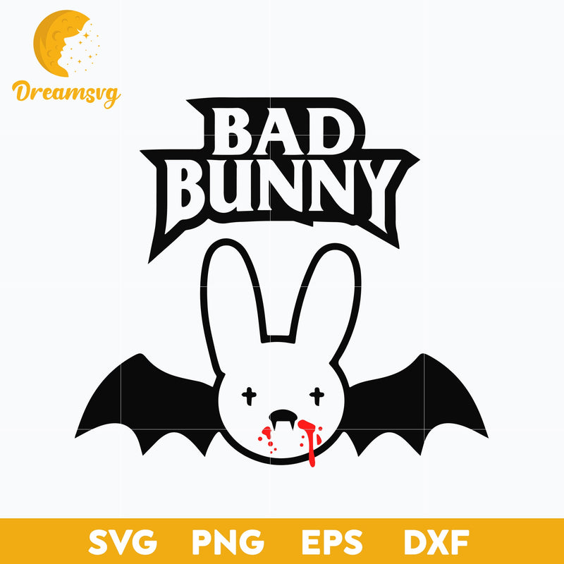 Bat Bad Bunny Halloween Logo svg, Halloween svg, png, dxf, eps digital file.