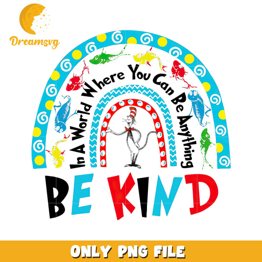 Be Kind Cat Rainbow PNG Design