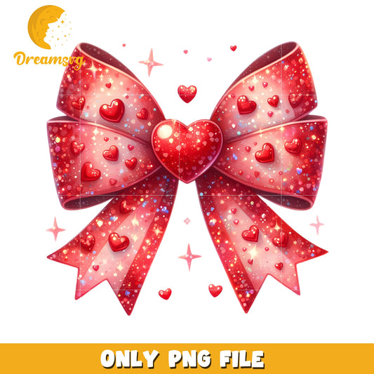 Beautiful Red Heart Bow PNG File for Celebrations