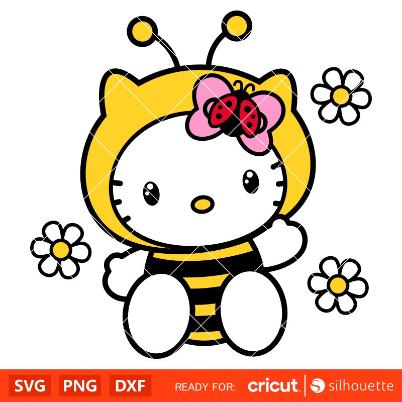 Bee Hello Kitty Svg, Sanrio Svg, Hello Kitty Svg, Kawaii Svg, Cricut, Silhouette Vector Cut File