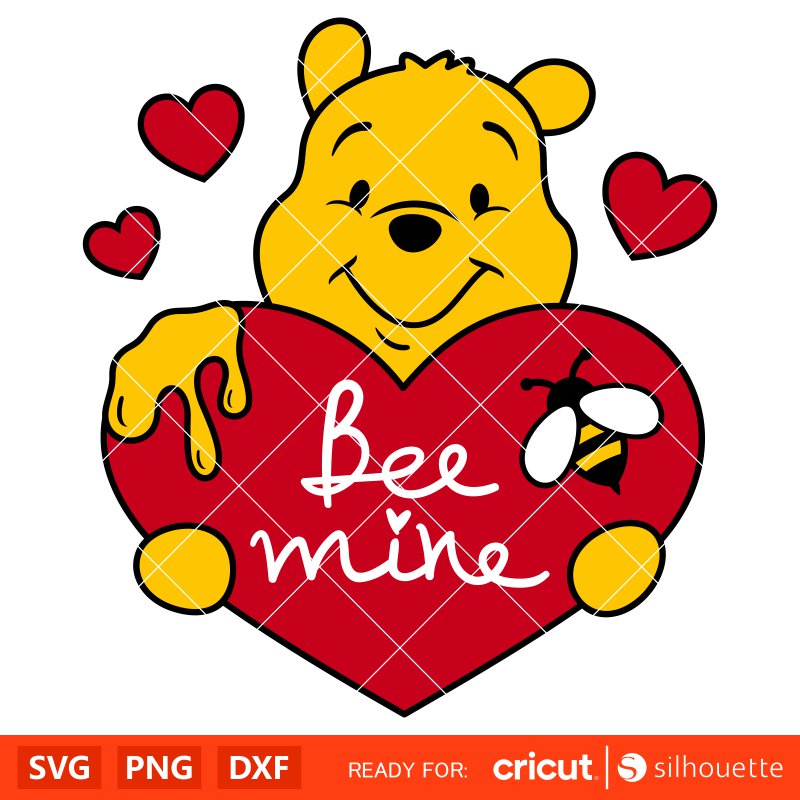 Bee Mine Pooh Bear Svg, Free Svg, Daily Freebies Svg, Cricut, Silhouette Vector Cut File