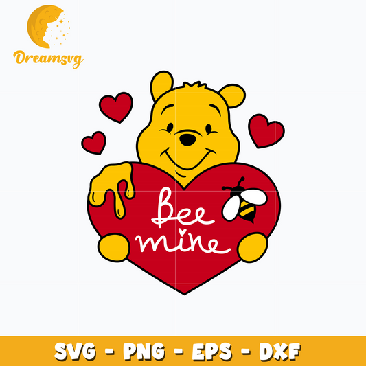 Bee Mine Honey Pooh valentine svg